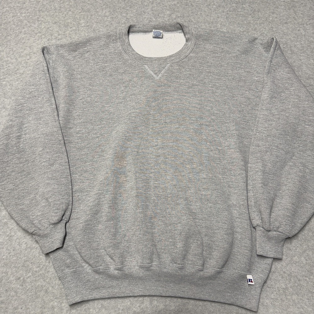 Vintage Russell Athletic Sweatshirt Mens XLT Gray Fleece Crewneck Made USA